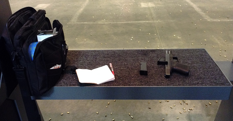 Shooting bench in a lane